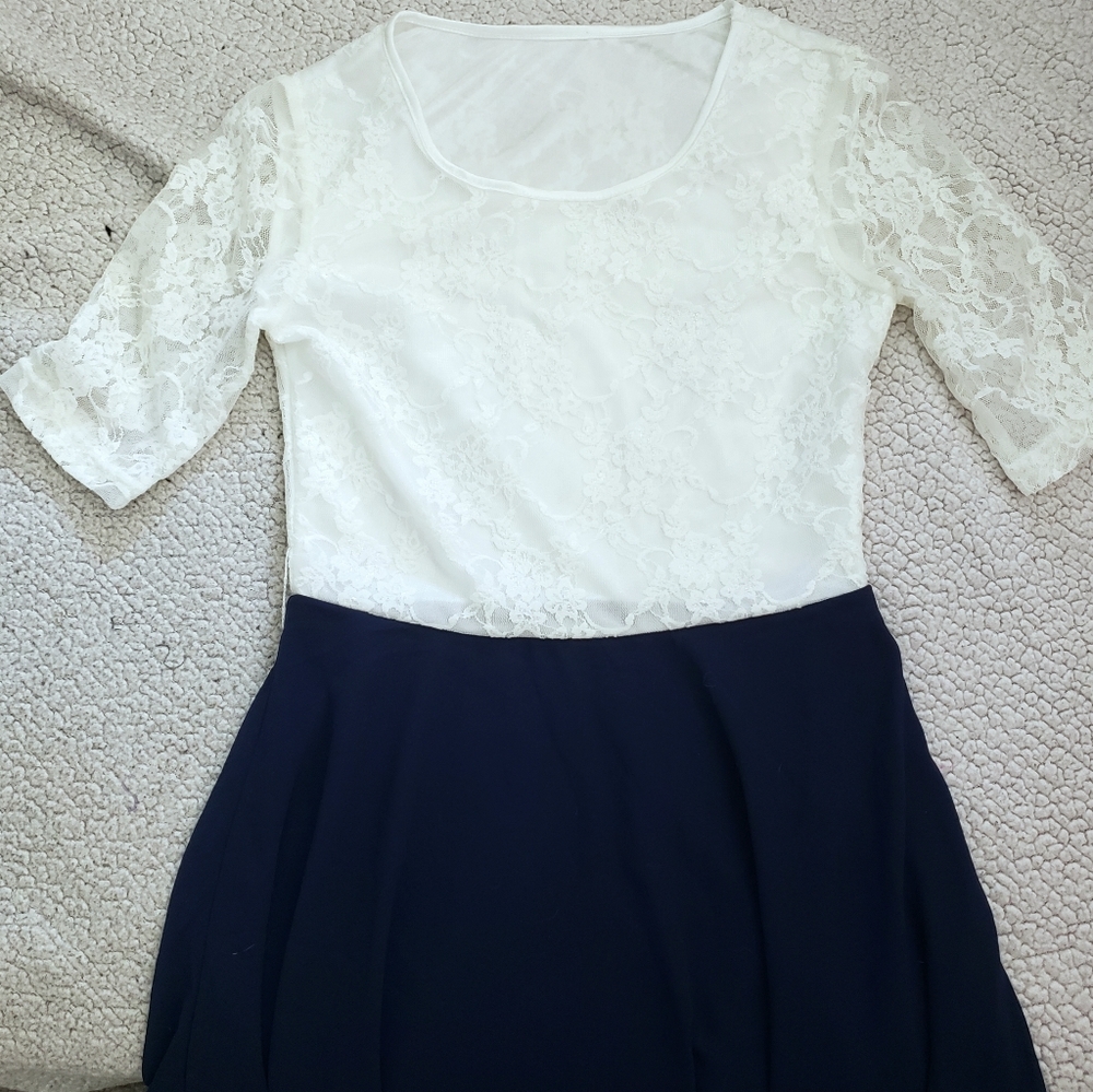 Blue and white dress